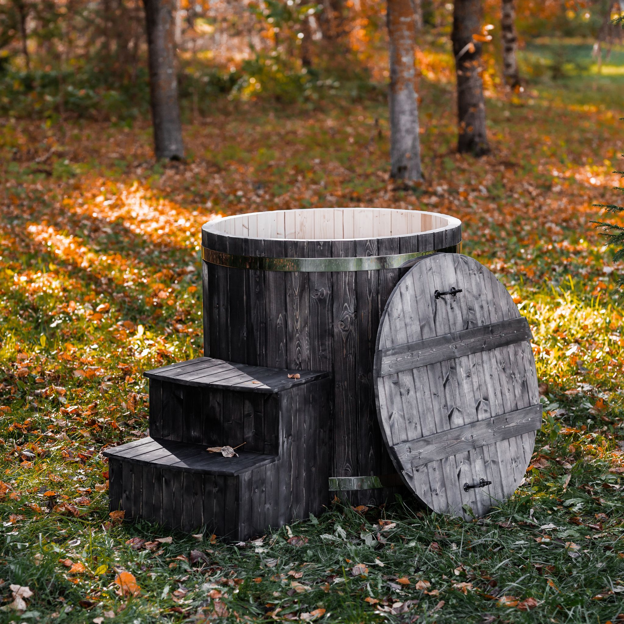 Jednoosobowa wanna z zimną wodą – drewno świerkowe - Image 2