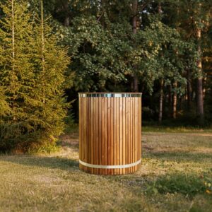 Jednoosobowa wanna ze stali nierdzewnej- Termo wood